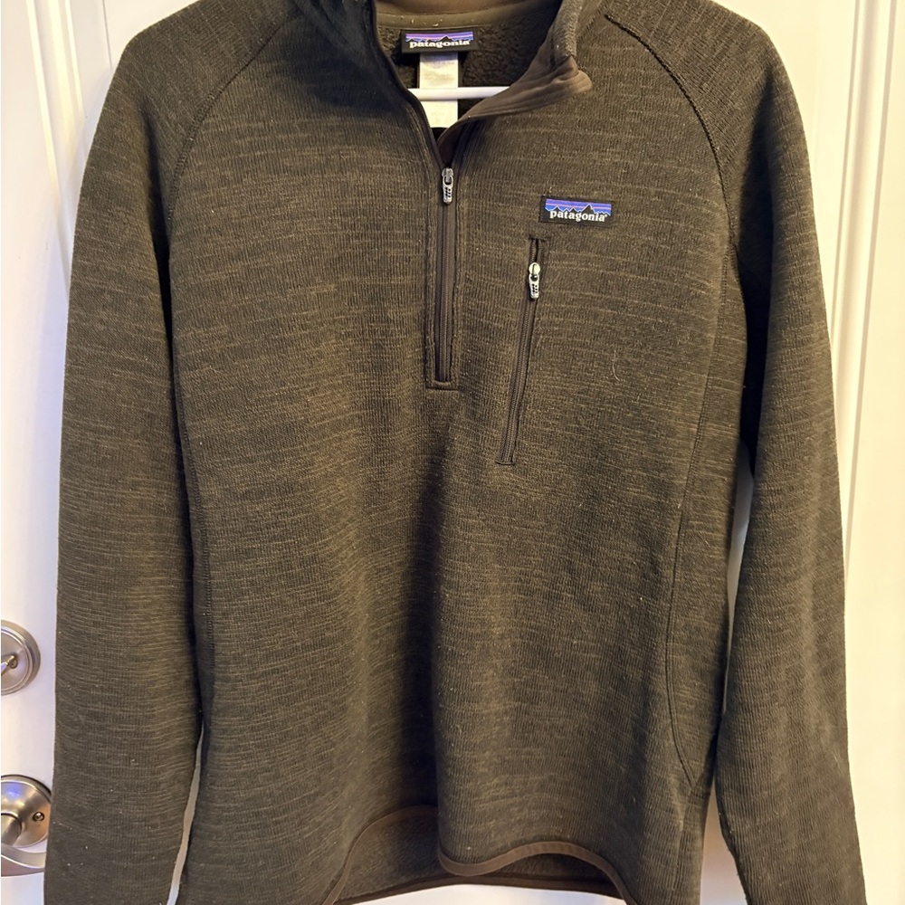 Patagonia Men's Half Zip-Up Sweater, Brown/Olive, Medium